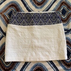ZARA white & blue patterned mini skirt